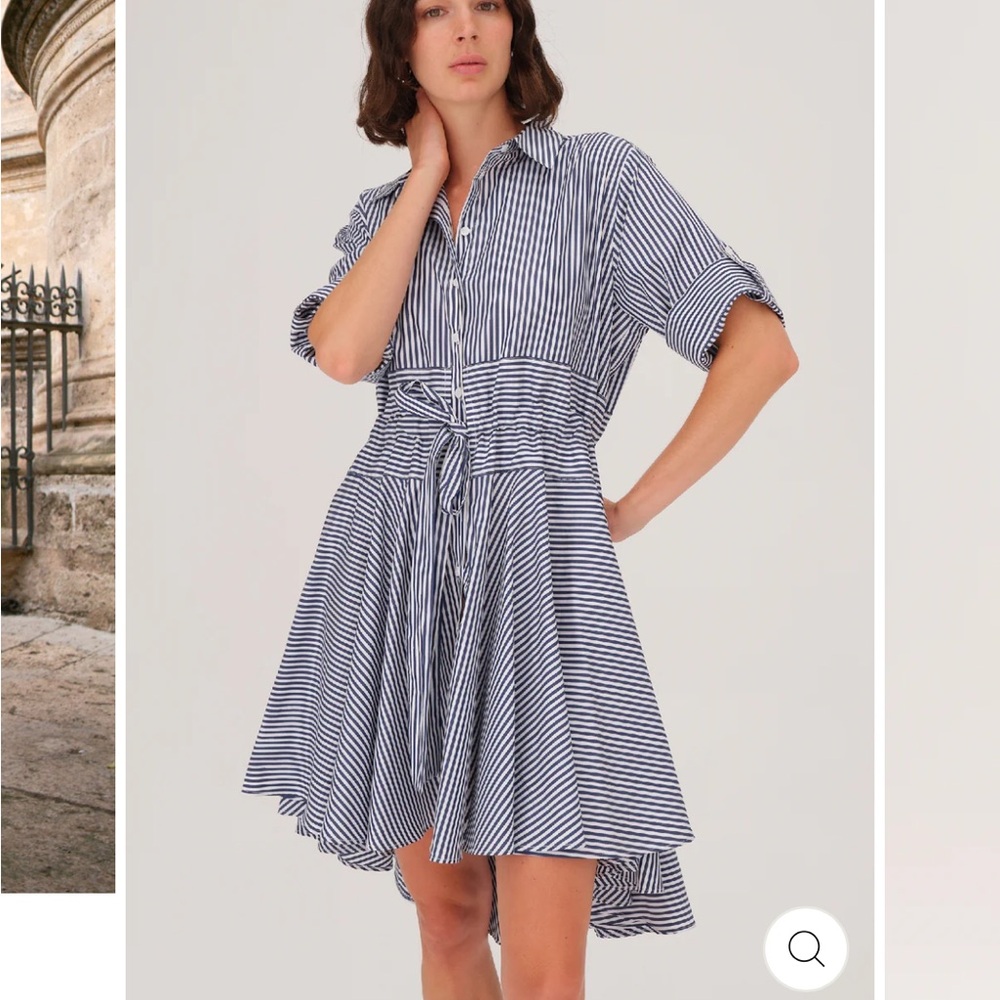 Harshman MEADOW COTTON TWILL Striped SHIRT DRESS Small - Picture 3 of 11